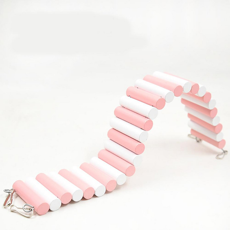 Χάμστερ πολύχρωμη σκάλα γυμναστικής υψηλής αντοχής Φυσικά ξύλινα παιχνίδια αναρρίχησης Προμήθειες για κατοικίδια με 2 γάντζους στερέωσης