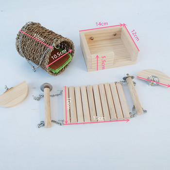 5 τμχ Βάση για χάμστερ από φυσικό ξύλο Πλατφόρμα Δραστηριότητα αρουραίων Παιδική χαρά Αξεσουάρ κλουβιού τσιντσιλά Παπαγάλος ημικύκλιο πουλί που πηδά