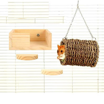 5 τμχ Βάση για χάμστερ από φυσικό ξύλο Πλατφόρμα Δραστηριότητα αρουραίων Παιδική χαρά Αξεσουάρ κλουβιού τσιντσιλά Παπαγάλος ημικύκλιο πουλί που πηδά
