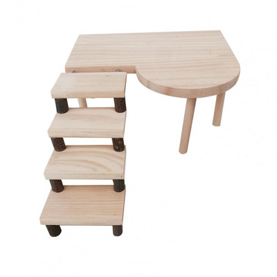 Mājdzīvnieku kāpņu rotaļlieta Ciets šinšillu statīvs Dabīga koka jūrascūciņas kāmja platforma kāpšanas rotaļlieta ezim