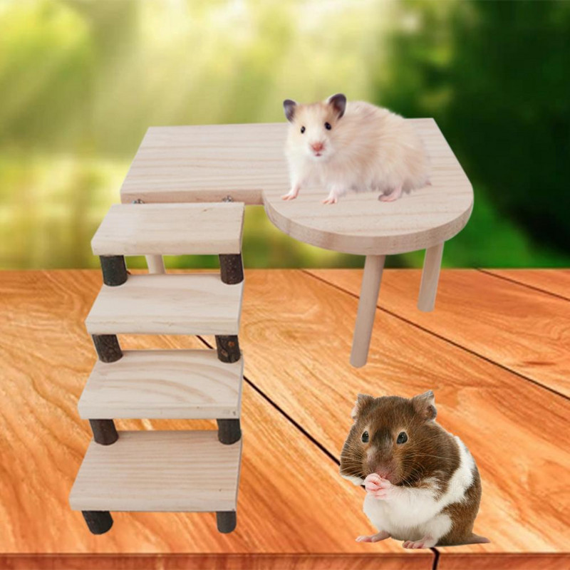 Mājdzīvnieku kāpņu rotaļlieta Ciets šinšillu statīvs Dabīga koka jūrascūciņas kāmja platforma kāpšanas rotaļlieta ezim