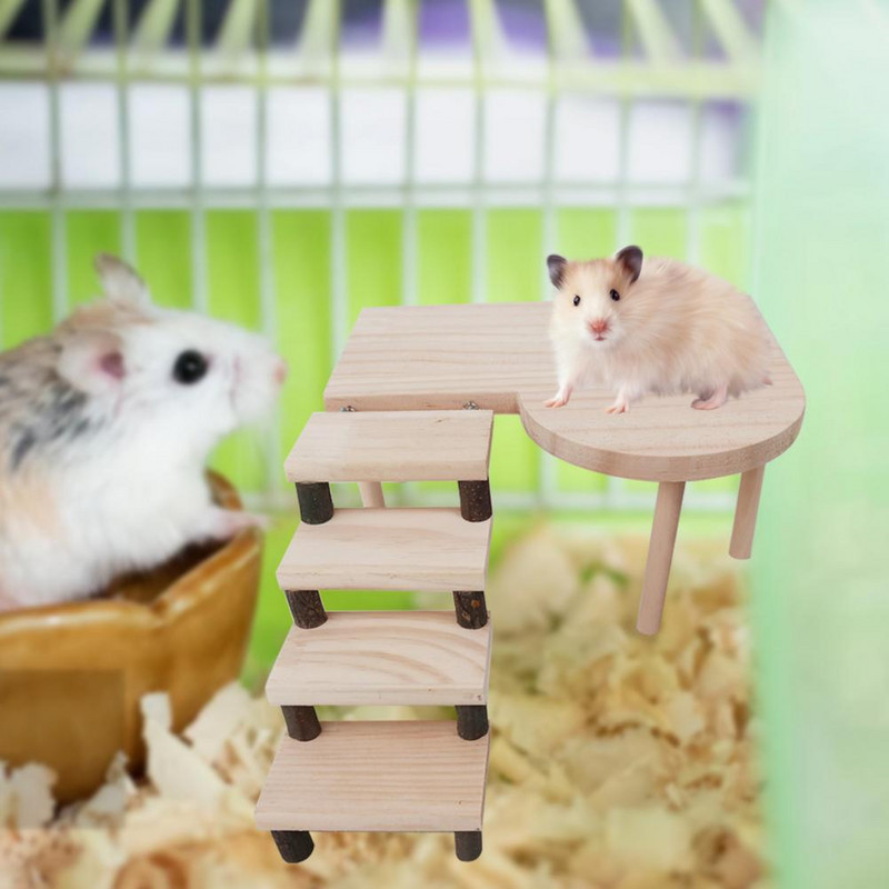 Mājdzīvnieku kāpņu rotaļlieta Ciets šinšillu statīvs Dabīga koka jūrascūciņas kāmja platforma kāpšanas rotaļlieta ezim