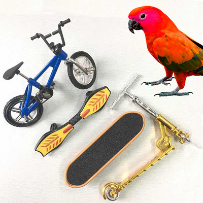 Папагал играчка скейтборд обучение птица игра симулация сплав модел велосипед комплект скейтборд велосипед + жизнена дъска + скутер