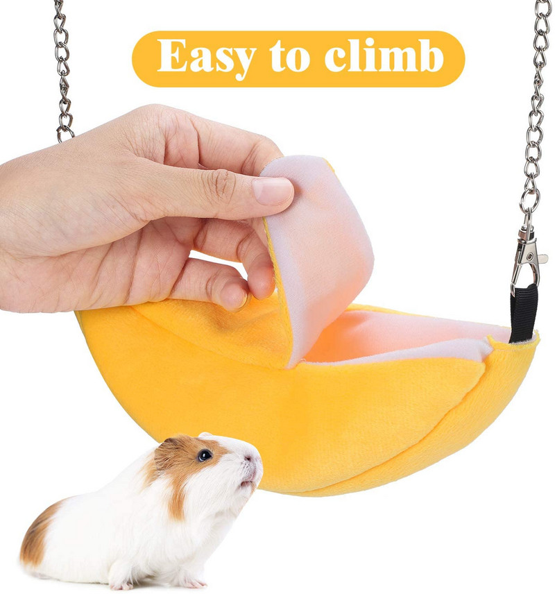 Prekrasan mekani krevet za sobu za hrčke, kavez za male kućne ljubimce, prikladan za zamorce za spavanje i igru s visećom mrežom od banane