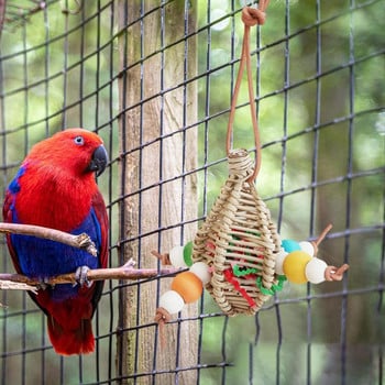 Bird Toys Parakeet Foraging Κρεμαστά μασητικά παιχνίδια με ξύλινο δερμάτινο σχοινί για μικρού και μεσαίου μεγέθους Macaws Προμήθειες για κατοικίδια