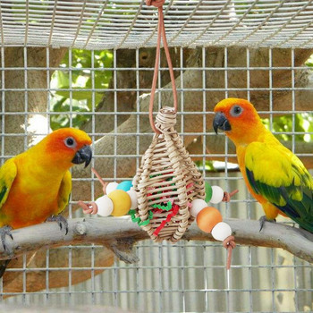 Bird Toys Parakeet Foraging Κρεμαστά μασητικά παιχνίδια με ξύλινο δερμάτινο σχοινί για μικρού και μεσαίου μεγέθους Macaws Προμήθειες για κατοικίδια