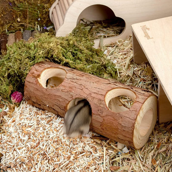Естествен дървен хамстер Мишка тунел тръба играчка Кух ствол на гората