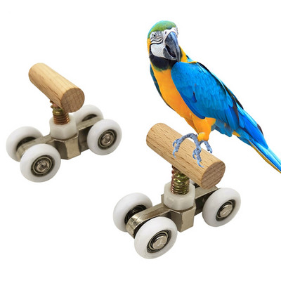 1 чифт папагалски ролкови кънки Регулируема забавна играчка за обучение на птици Играчка за интелигентност на папагали Играчка за домашни любимци Образователни пособия