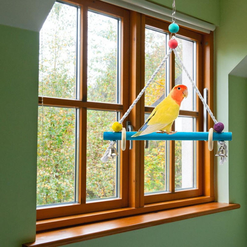 Suport de jucării pentru păsări Accesorii pentru papagal Conure, leagăn de dragoste, decorare cuști de biban, furnituri mici medii pentru perusi