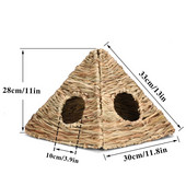 Casă de hamster iepure de companie țesute cu paie naturală, cușcă de căsuță cu iarbă țesătură manuală pentru animale mici, accesorii pentru cuib de hamster de cobai