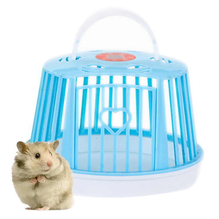 Mini cușcă drăguță pentru hamster de capacitate mare, cușcă portabilă pentru hamster, cu un singur strat, pentru animale mici, pentru transportul animalelor de companie
