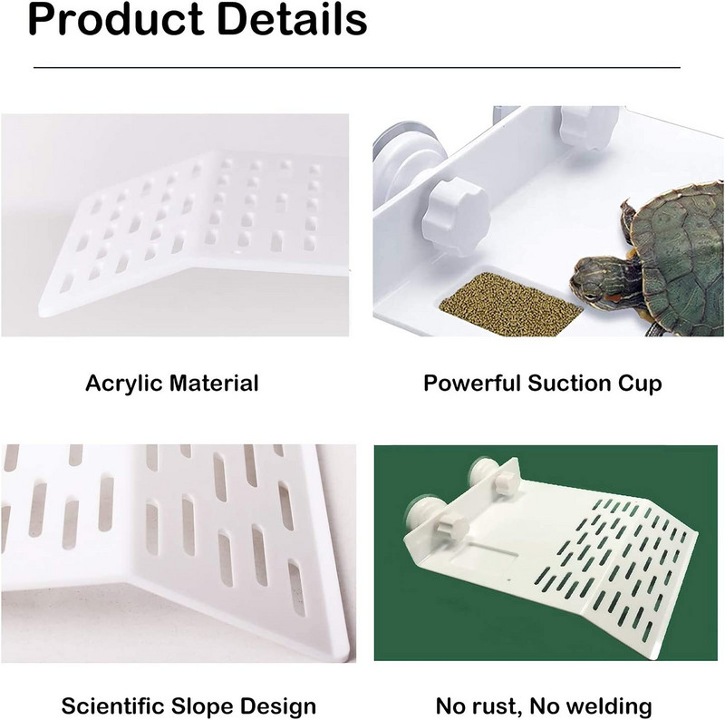 Vėžlio platforma akvariumas, atsparus aukštai temperatūrai, stiprus siurbimas, akrilo lenta vėžlio žaidimų poilsiui plūduriuojanti kaitinimosi terasa