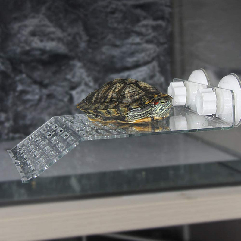 Vėžlio platforma akvariumas, atsparus aukštai temperatūrai, stiprus siurbimas, akrilo lenta vėžlio žaidimų poilsiui plūduriuojanti kaitinimosi terasa