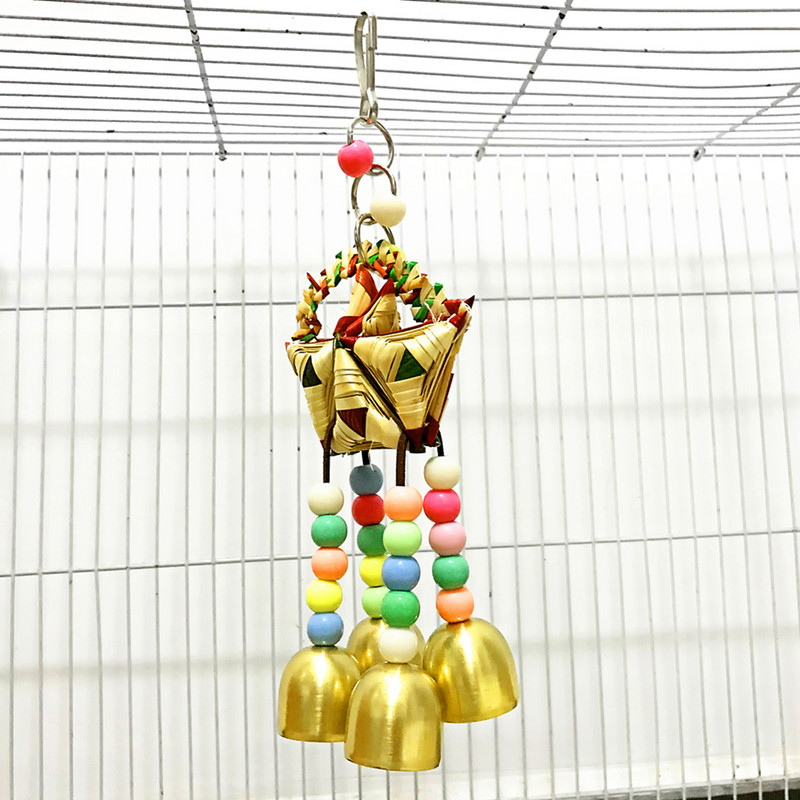 Pet Bird παπαγάλος κουδούνι χάντρες Κρεμαστό ψάθινο κρεμαστό ντεκόρ κλουβιού Παίξτε Διαδραστικό παιχνίδι για μάσημα Αξεσουάρ κατοικίδιων ζώων Bird Cage Home Εργαλείο