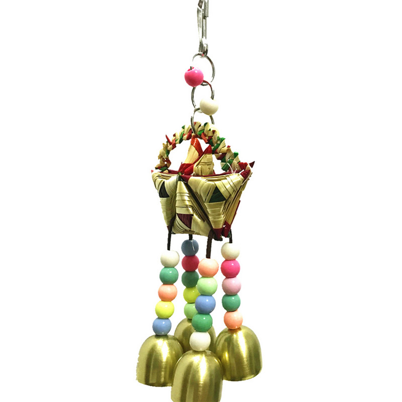 Pet Bird παπαγάλος κουδούνι χάντρες Κρεμαστό ψάθινο κρεμαστό ντεκόρ κλουβιού Παίξτε Διαδραστικό παιχνίδι για μάσημα Αξεσουάρ κατοικίδιων ζώων Bird Cage Home Εργαλείο
