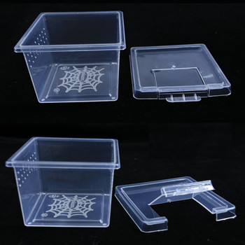 1PC Пластмасова кутия за хранене Клетка за влечуги Контейнер за люпене Кутия за отглеждане на насекоми Прозрачна кутия за разплод Паяк Бръмбар Къща за насекоми
