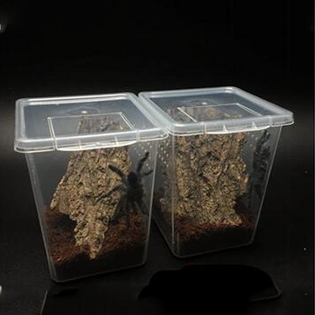 1PC Пластмасова кутия за хранене Клетка за влечуги Контейнер за люпене Кутия за отглеждане на насекоми Прозрачна кутия за разплод Паяк Бръмбар Къща за насекоми