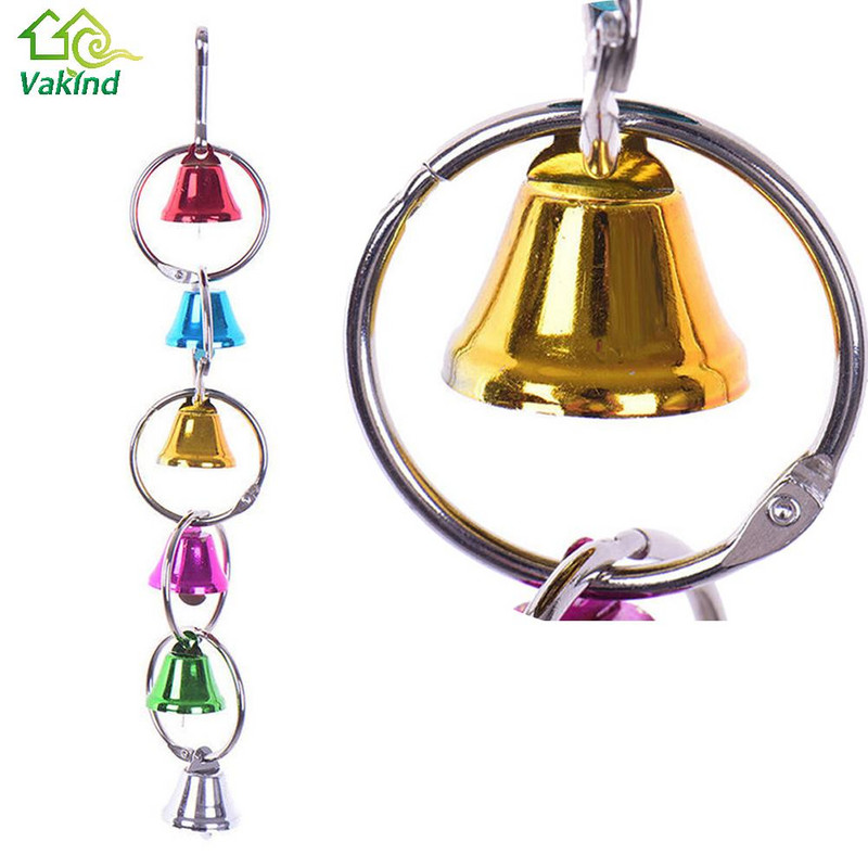 Jucării colorate pentru păsări papagal, inel metalic, clopot, cușcă agățată, jucării pentru papagal, veveriță, păsări, păsări, accesorii pentru animale de companie