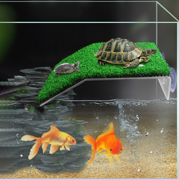 Πλατφόρμα κολύμβησης χελώνας Προσομοίωση βιότοπων χελώνας Ράμπα γκαζόν Turtle Dock Floating Island for Reptile Terrarium Aquarium