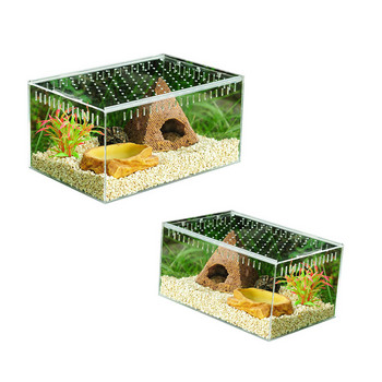 Прозрачна кутия за отглеждане на влечуги Кутия за хранене с акрилен плъзгащ се капак