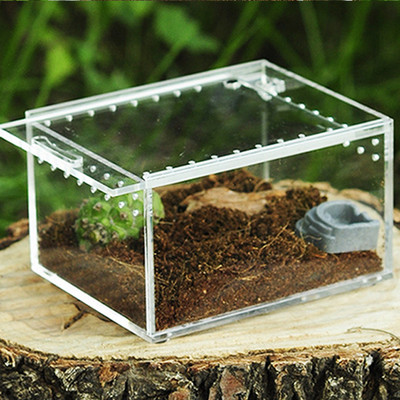 Prozirna kutija za uzgoj gmazova Kutija za hranjenje s akrilnim kliznim poklopcem
