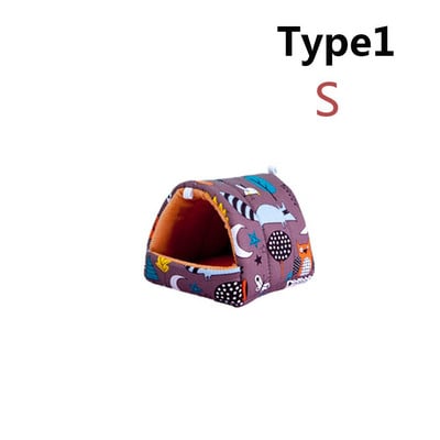 Πολύχρωμο χαριτωμένο μαλακό σπιτάκι με χάμστερ Άνετο κρεβάτι για ύπνο ινδικού χοιριδίου Φωλιά ζεστού χαλιού Μίνι κλουβί για σκίουρο κουνελιών