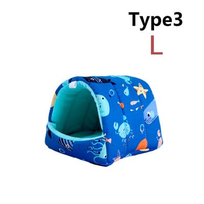 Πολύχρωμο χαριτωμένο μαλακό σπιτάκι με χάμστερ Άνετο κρεβάτι για ύπνο ινδικού χοιριδίου Φωλιά ζεστού χαλιού Μίνι κλουβί για σκίουρο κουνελιών