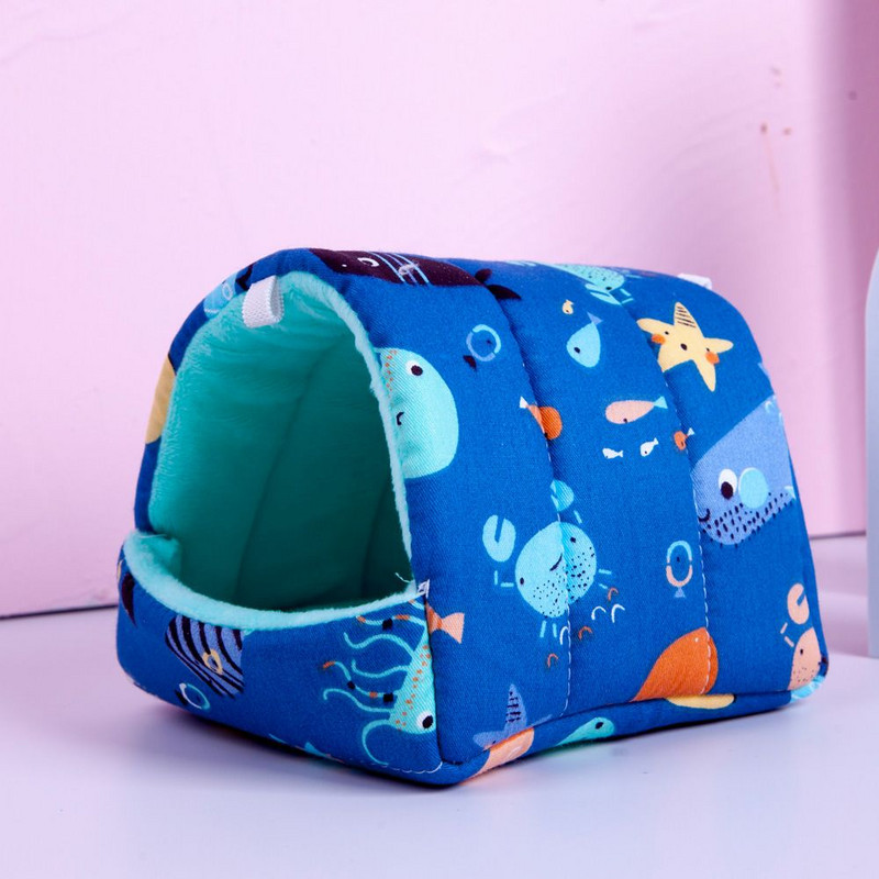 Πολύχρωμο χαριτωμένο μαλακό σπιτάκι με χάμστερ Άνετο κρεβάτι για ύπνο ινδικού χοιριδίου Φωλιά ζεστού χαλιού Μίνι κλουβί για σκίουρο κουνελιών