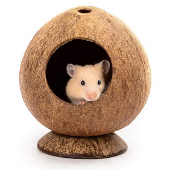 Safe Hamster Hideout Hut Pet Chew Παιχνίδι Ημίκλειστο Φωλιά ινδικού χοιριδίου Small Pet Coconut Cages Παιχνίδι για Golden Bear Rat
