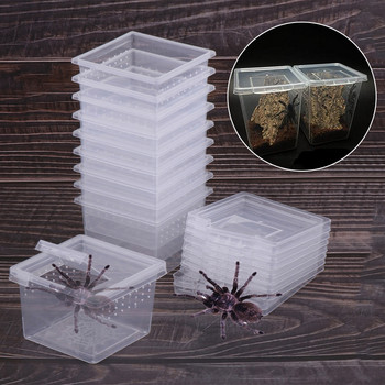 Кутия за размножаване на влечуги Хабитат Гущер Змия Земноводни Акрилна клетка Жаба Паяк Прозрачна кутия за хранене Насекоми Дишащ терариум