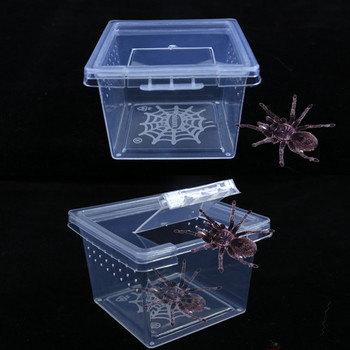 Кутия за размножаване на влечуги Хабитат Гущер Змия Земноводни Акрилна клетка Жаба Паяк Прозрачна кутия за хранене Насекоми Дишащ терариум