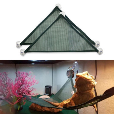 2 Pack Bearded Dragon Hammock Lizard Lounger Ladder Hanging Bed Accessories, Reptile Habitat Terrarium Decoration for Be
