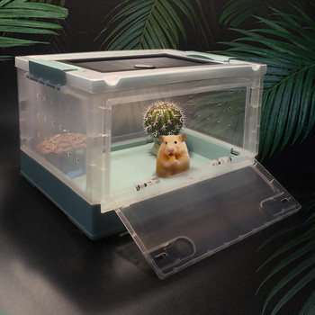 Кутия за отглеждане на малки животни Прозрачна преносима кутия за инкубация на малки животни Прозрачен мини терариум за местообитание на влечуги с капак