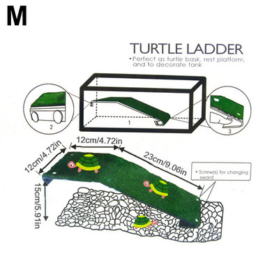 Малки домашни любимци Костенурка, която почива, грее се, Платформа за сушене, Влечуго, Костенурка, Катереща се стълба, Симулирана тревна площ, Декорация на аквариум, Декор на местообитания