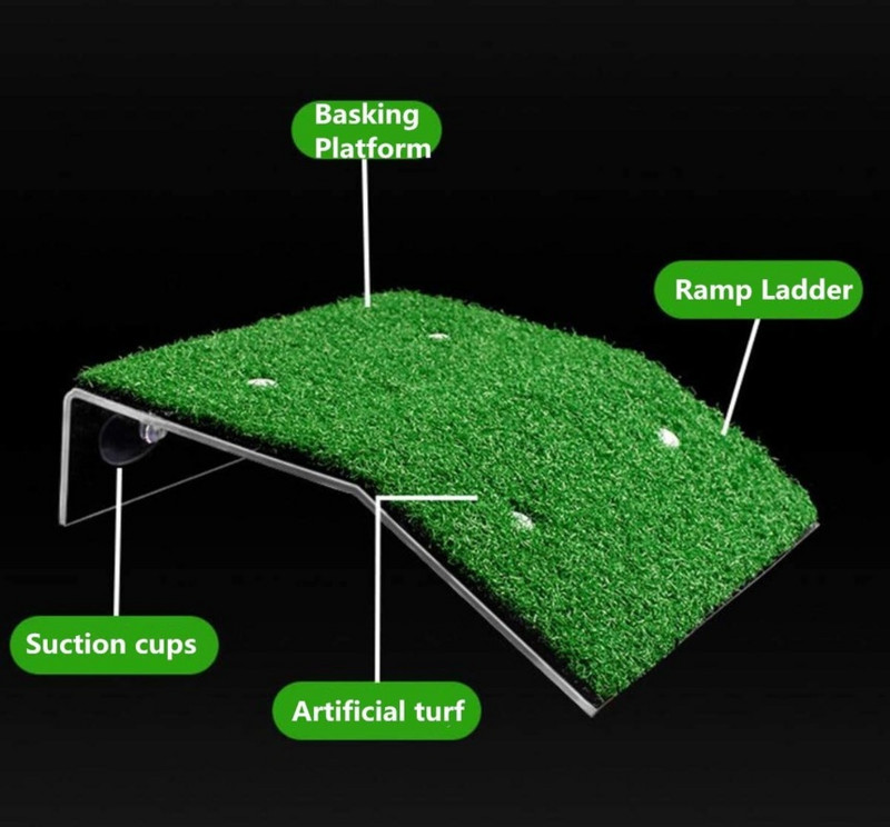 Малки домашни любимци Костенурка, която почива, грее се, Платформа за сушене, Влечуго, Костенурка, Катереща се стълба, Симулирана тревна площ, Декорация на аквариум, Декор на местообитания