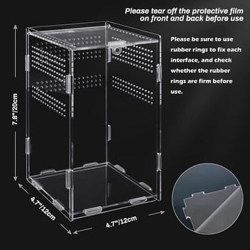 New Reptile Habitat Terrarium Breeding Box Acrylic Transparent Reptiles Cage Nano Arboreal Tarantula Enclosure Terrarium