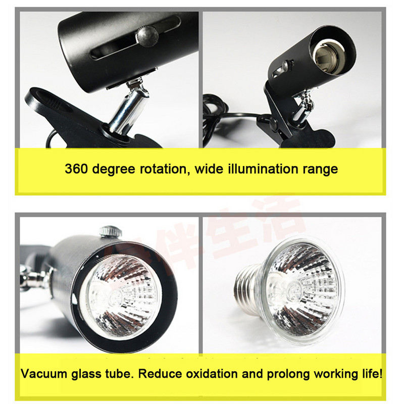 UVA+UVB 3.0 rāpuļu lampu komplekts ar piespraužamu keramikas gaismas turētāju Bruņurupuča UV apsildes lampu komplekts Bruņurupuču ķirzakas apgaismojums 220V