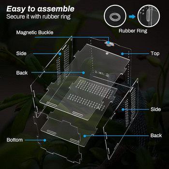 Ακρυλικό ερπετό Terrarium Habitat Breeding Box Μίνι διαφανές κλουβί ερπετών με κάλυμμα Περίβλημα Nano Arboreal Tarantula