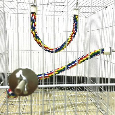 2021 Домашен любимец Нови играчки за птици Висящи многоцветни играчки от въже Тип за въже Бънджи Играчка за птици Calopsita Аксесоари за папагал Птици