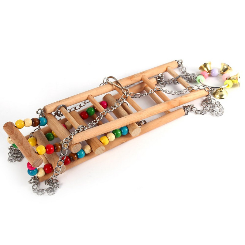 Παιχνίδι πουλιών Ξύλινο Rainbow Bridge Steps Stairs Climbing Swing Κούνια διπλής στρώσης για κατοικίδια χάμστερ Parakeet Budgie Cockatiel Training