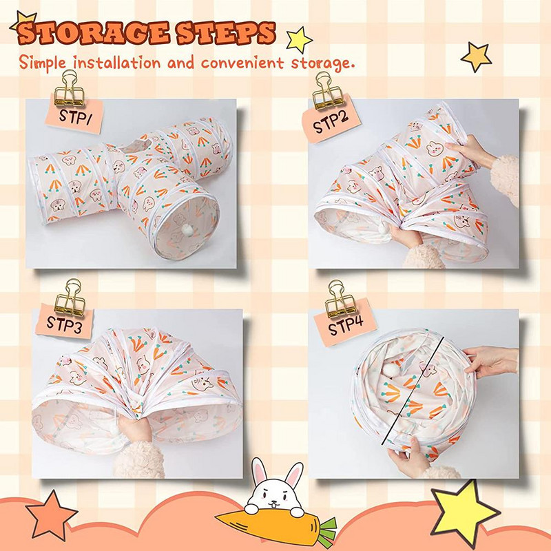 Kiškučių tuneliai ir vamzdeliai Sulankstomi morkų zuikių slėptuvės itin dideli mažų gyvūnų tunelio žaislai nykštukiniams triušiams zuikiams jūrų kiaulytėms