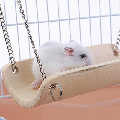 Висяща люлка Малък хамак за игра Клетка за гнездо за домашен любимец Птица Плъх Хамстер Бамбукова играчка