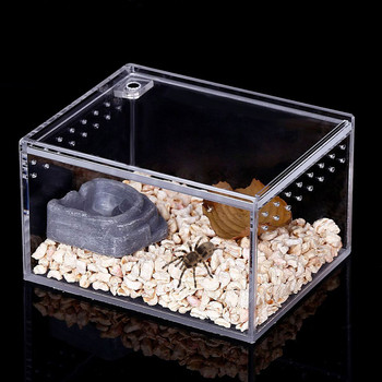 Кутия за отглеждане на влечуги Прозрачна акрилна кутия за хранене на влечуги Многофункционален терариум за насекоми Тарантули Земноводни Гущер Охлюв