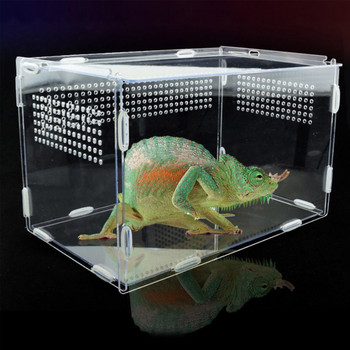 Голям акрилен терариум за домашни любимци за насекоми Кутия за влечуги Устойчиви прозрачни принадлежности за домашни любимци за хладнокръвни животни Влечуги за домашни любимци