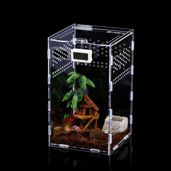 Diy Acrylic Reptile Breeding Box Nano Arboreal Tarantula Enclosure Terrarium Habitat with Cover High Transparency Reptile Suppl