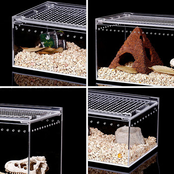 Кутия за размножаване на влечуги Резервоар за хранене Терариум Spiderclear Turtle Habitat Прозрачна акрилна змийска кожа Голям калъф за насекоми Live