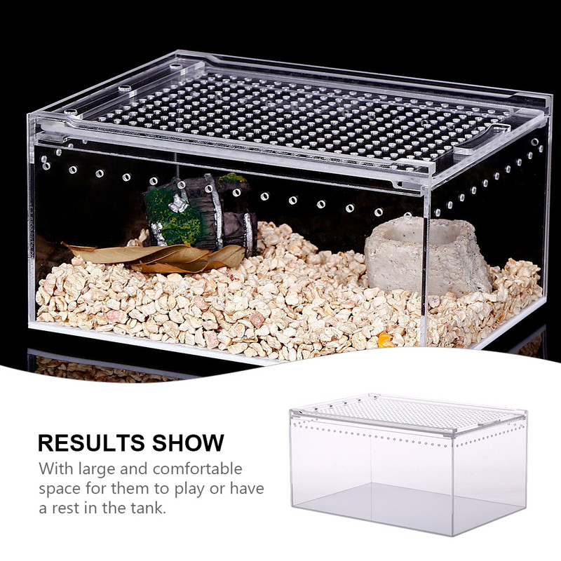 Reptile Box Breeding Tank Feeding Terrarium Spiderclear Turtle Habitat Διαφανές ακρυλικό φίδι Hide Insect Large Case Live