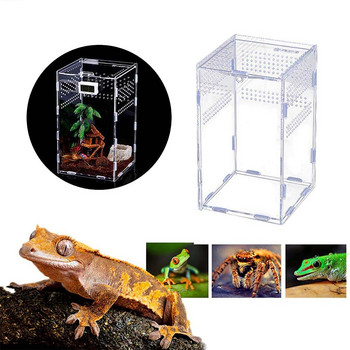 Διαφανές ακρυλικό κουτί τροφοδοσίας ερπετών Insect Box Mantis Breeding Box Insect Reptile Cage Terrarium Feeding Box Νέο
