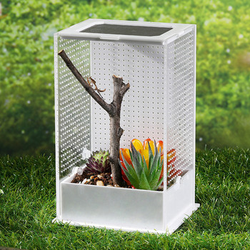 Ακρυλικό κουτί τροφοδοσίας ερπετών Διαφανές κουτί εντόμων Mantis Breeding Box Insect Reptile Cage Terrarium Feeding Box