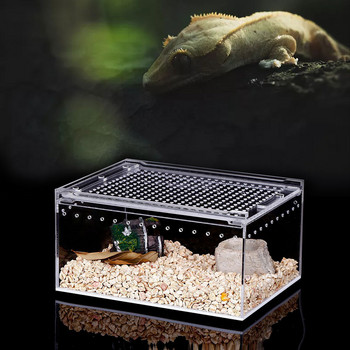 Кутия за отглеждане на влечуги Прозрачна акрилна кутия за хранене на влечуги Многофункционален терариум за насекоми Тарантули Земноводни Гущер